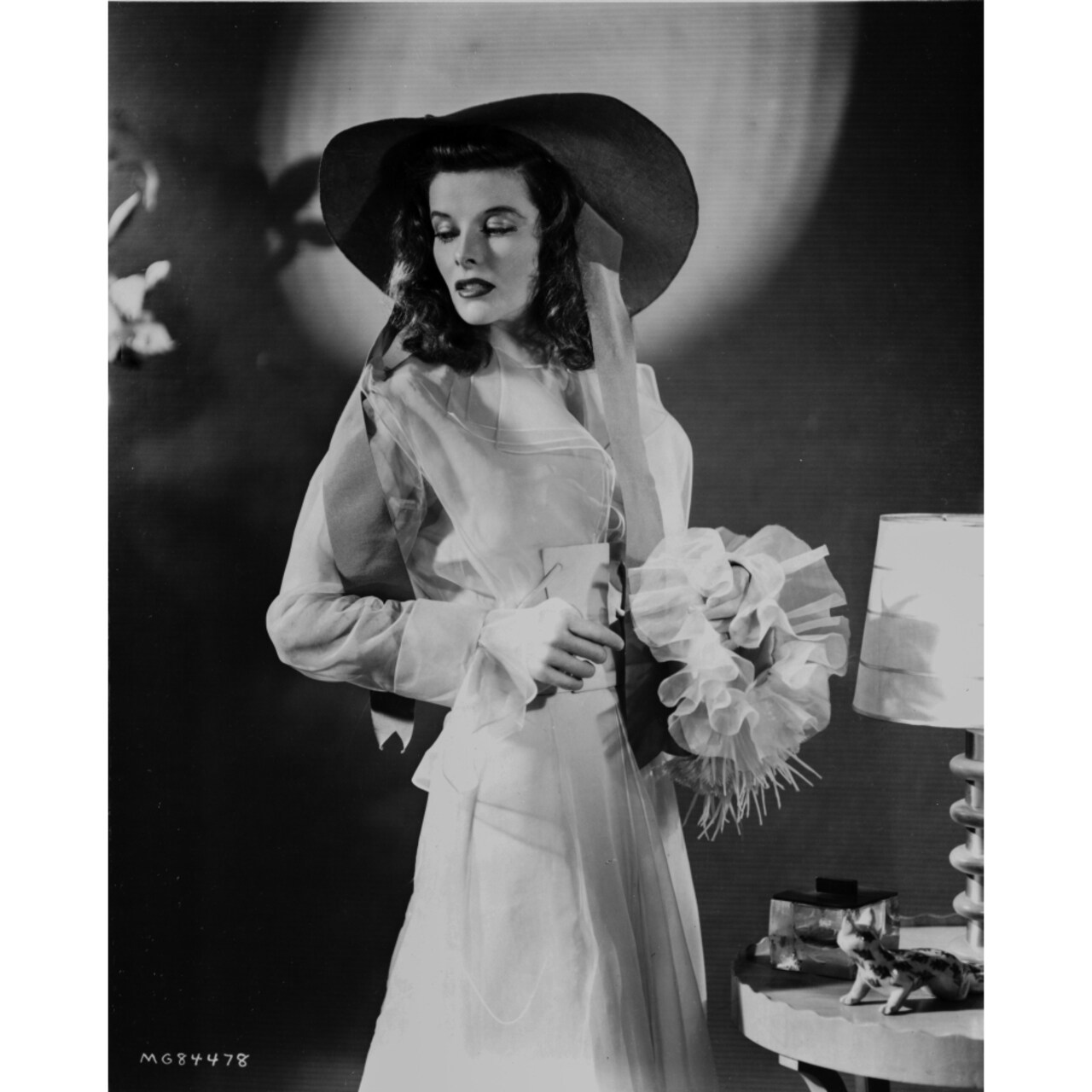 Posterazzi Katharine Hepburn Pose in Shirt in Black and White Photo Print
